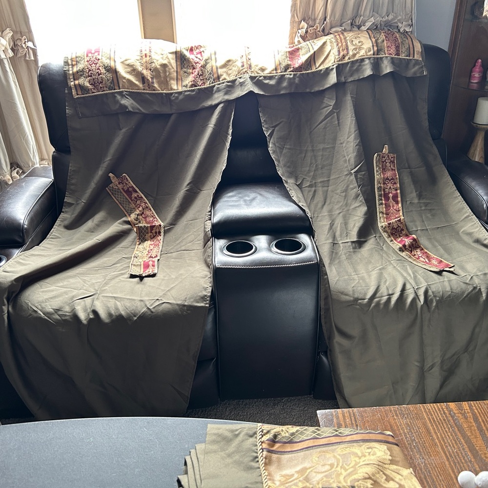 Olive Green Decorative Curtains lot of 3
